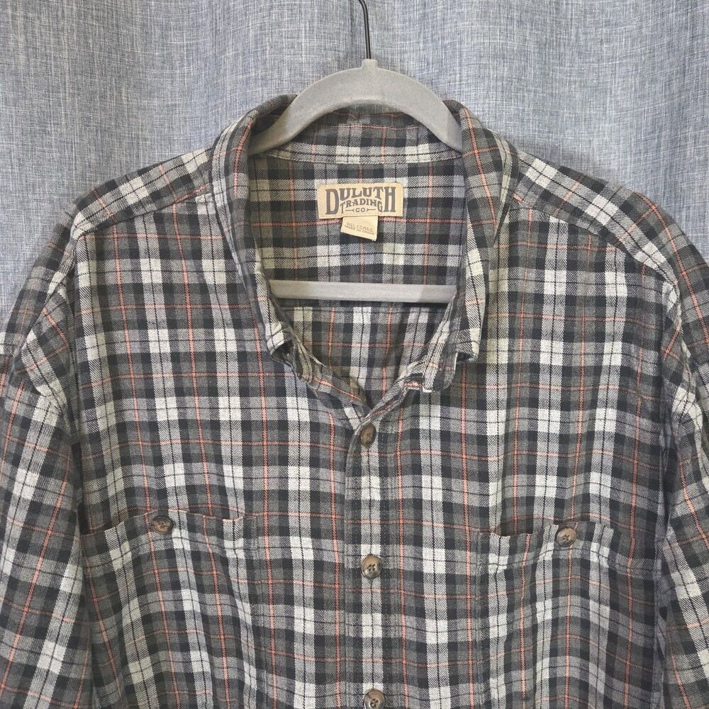 Duluth Plaid Flannel Shirt Men's 3X Tall Rugged Weight Outdoor Gray/Black